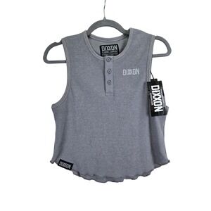 NWT Dixxon Flannel Company Gray Waffle Knit Sleeveless Top Cropped XL FY2K Biker
